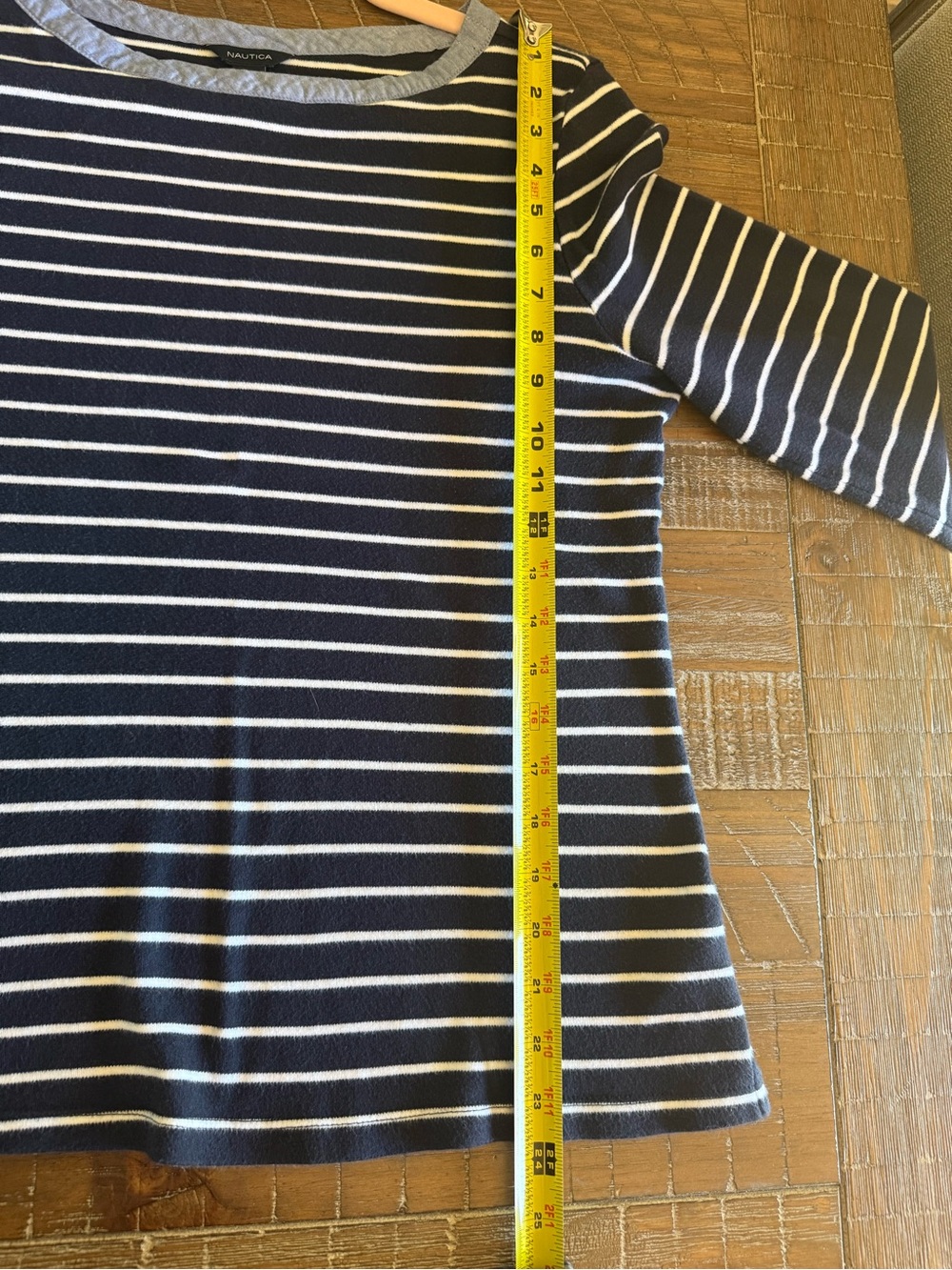 Nautica Navy and White Striped 3/4 Bell-Sleeve Top - Picture 6 of 8